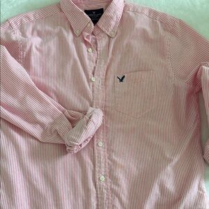 American Eagle Outfitters Pink Striped Button-Down Shirt